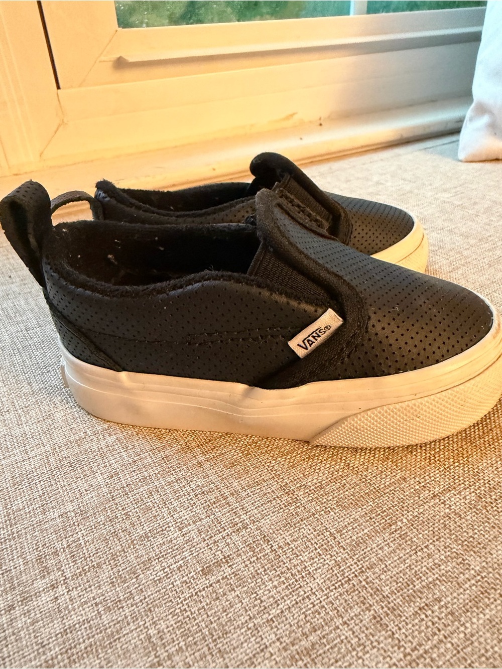 Vans Kids Slip-On Perforated Sneakers in Black